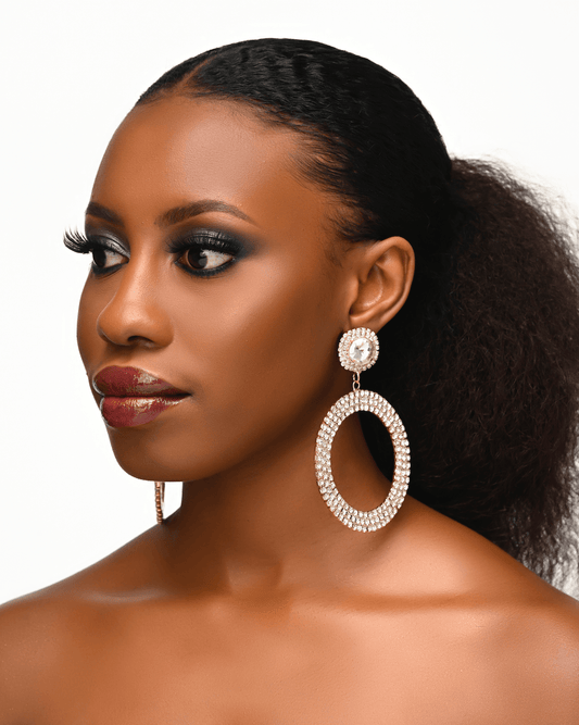 Oversized Round Rhinestone Statement Dangle Earrings - Fatisha Boutique