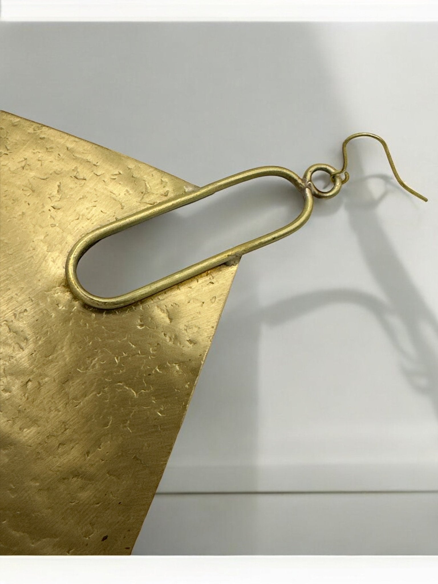 Oversized Square Brass Bold Statement Dangle Earrings - Fatisha Boutique