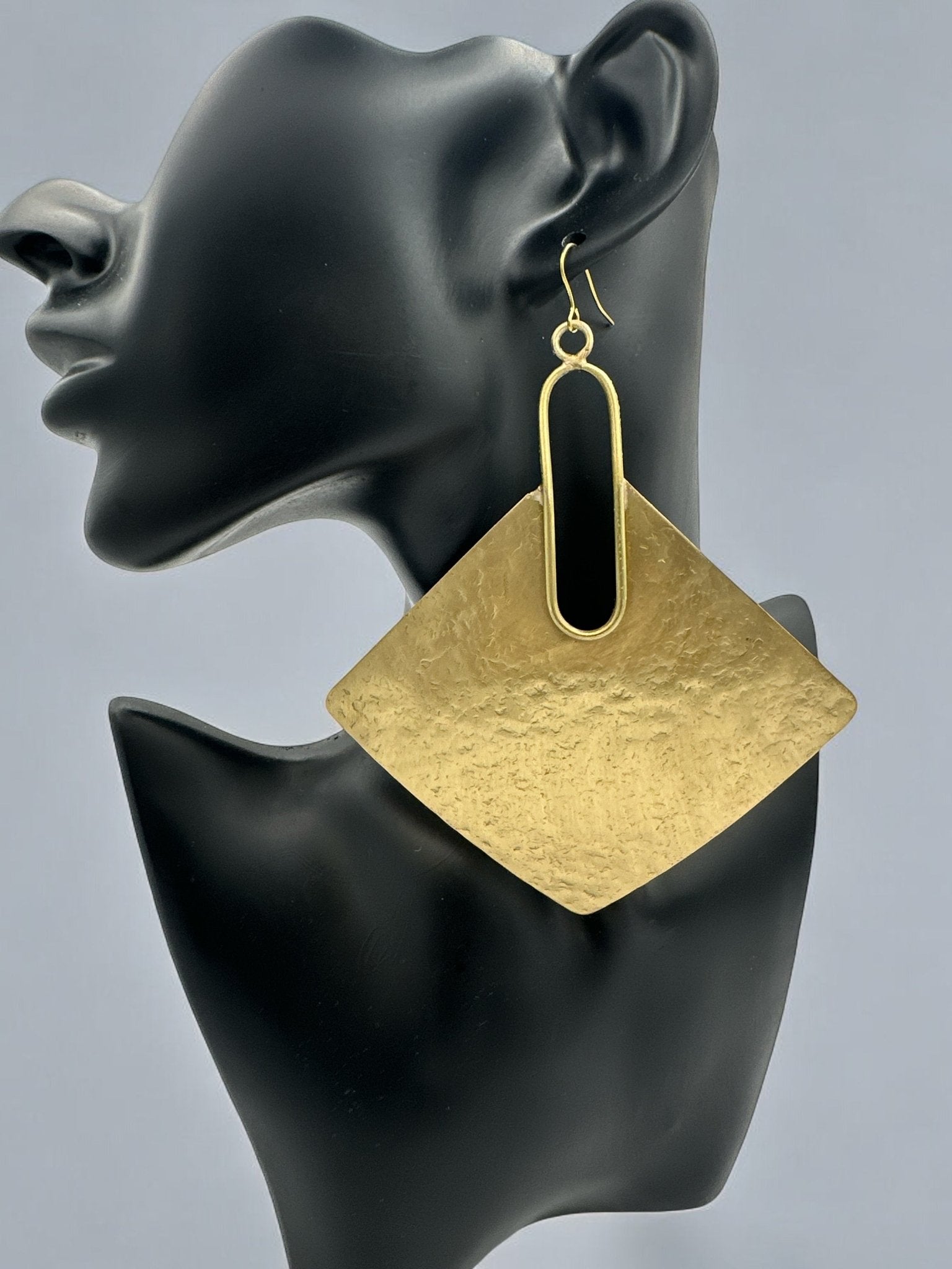 Oversized Square Brass Bold Statement Dangle Earrings - Fatisha Boutique