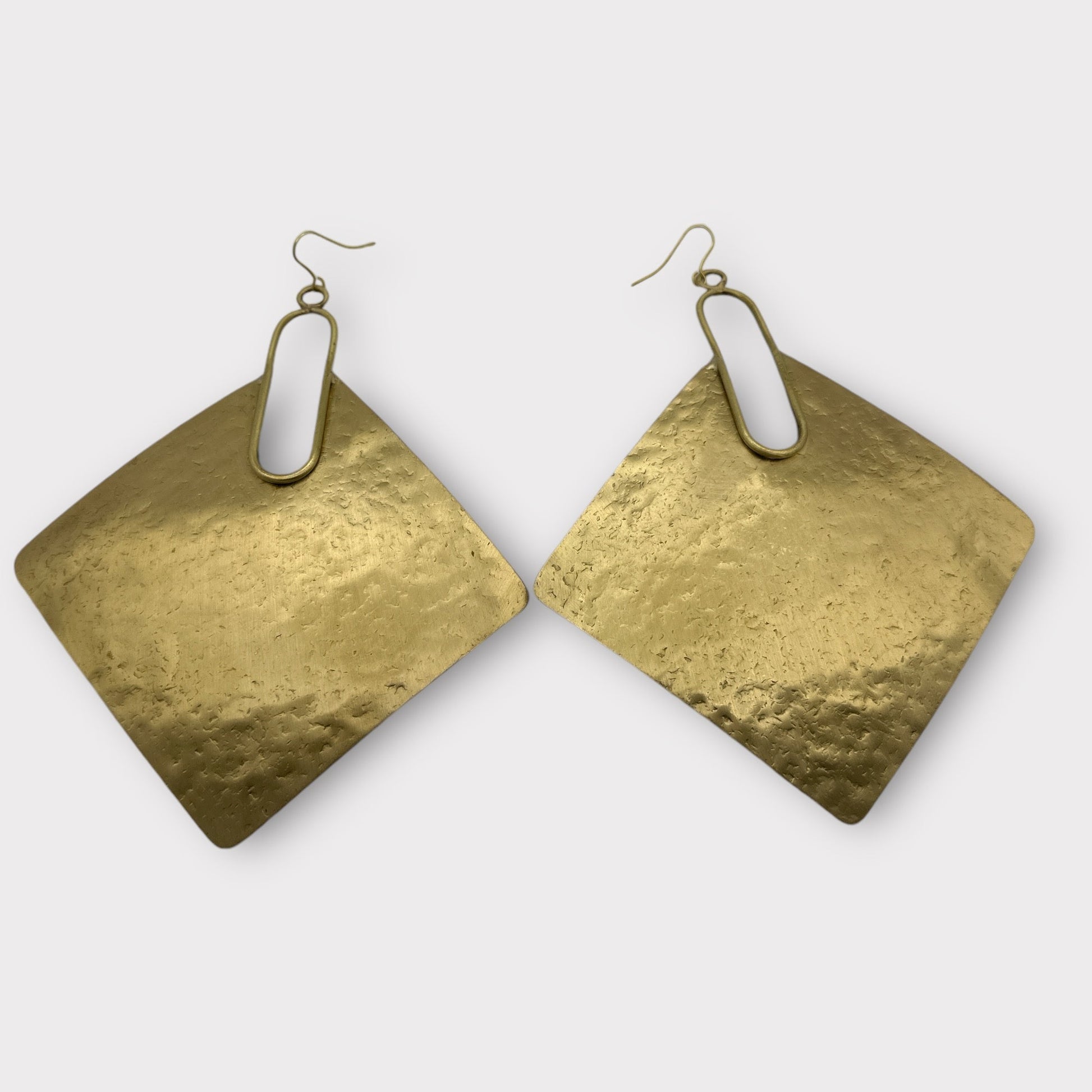 Oversized Square Brass Bold Statement Dangle Earrings - Fatisha Boutique