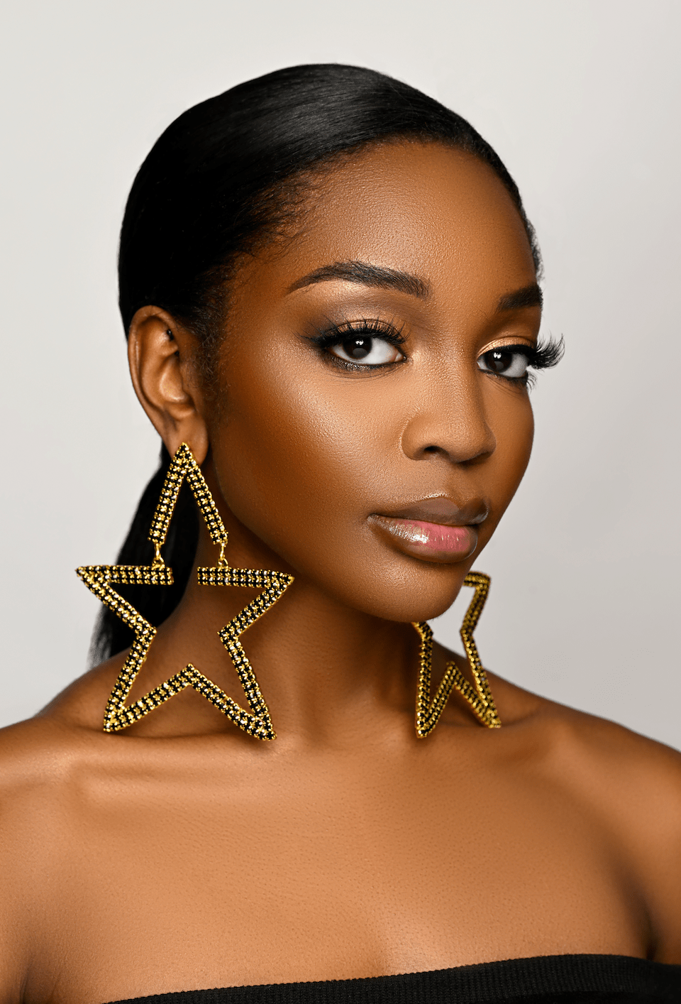Oversized Star Design Rhinestones Statement Drop Earrings - Fatisha Boutique