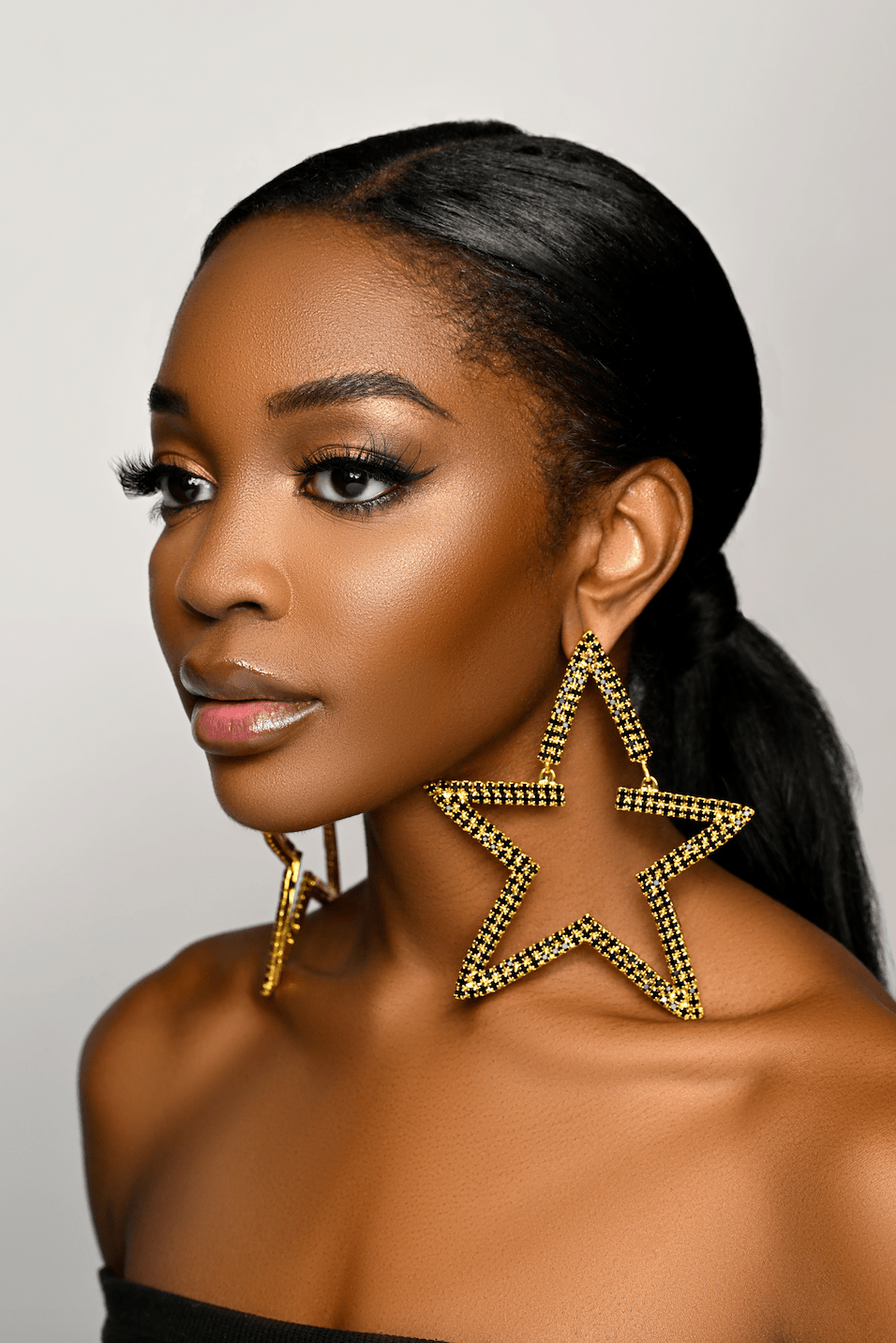 Oversized Star Design Rhinestones Statement Drop Earrings - Fatisha Boutique
