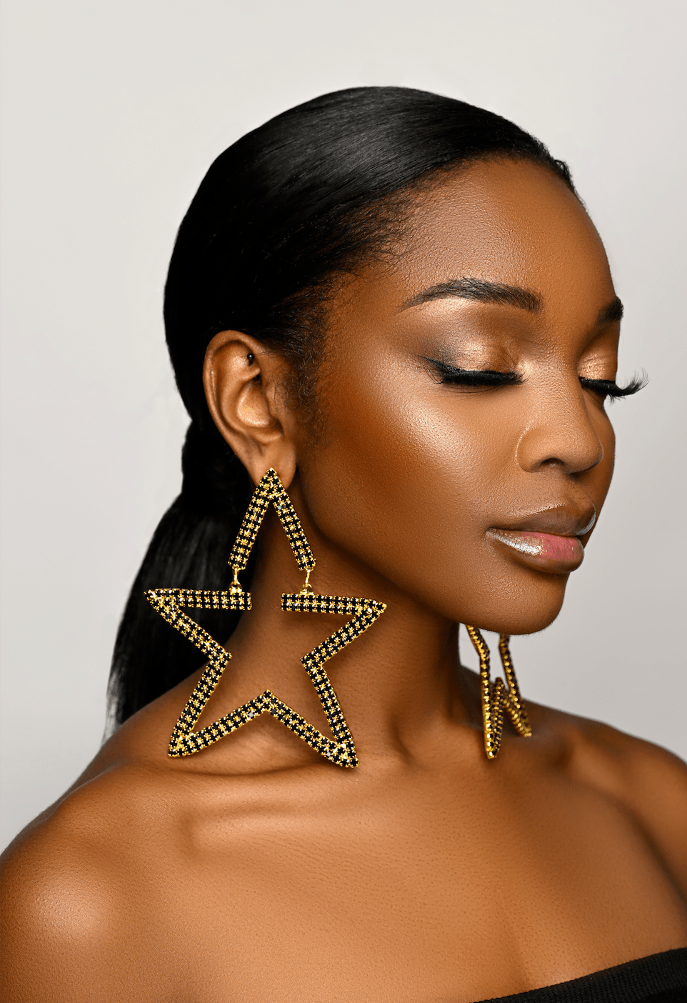 Oversized Star Design Rhinestones Statement Drop Earrings - Fatisha Boutique