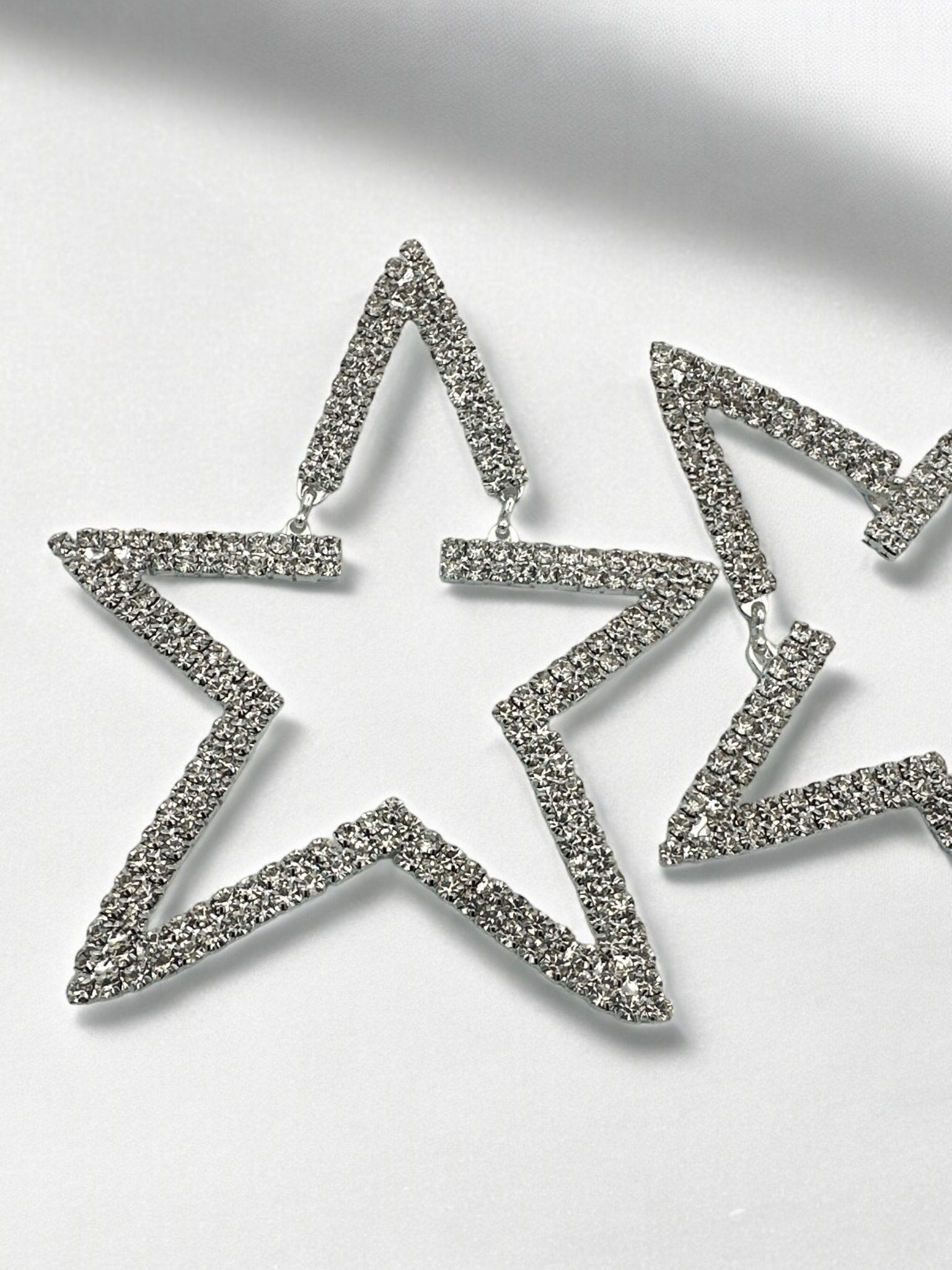 Oversized Star Design Rhinestones Statement Drop Earrings - Fatisha Boutique