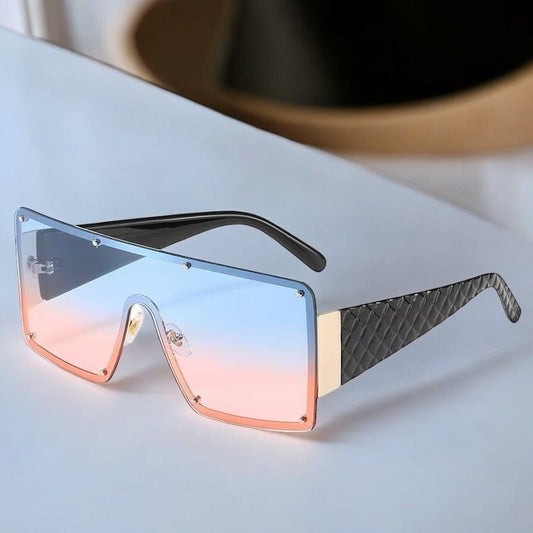 Oversized Trendy Shield Sunglasses – UV400 Gradient Lens Fashion Shades for Women - Fatisha Boutique