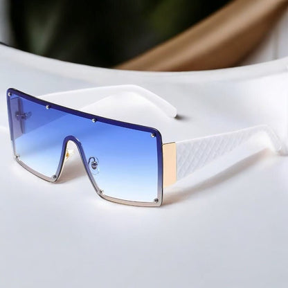 Oversized Trendy Shield Sunglasses – UV400 Gradient Lens Fashion Shades for Women - Fatisha Boutique