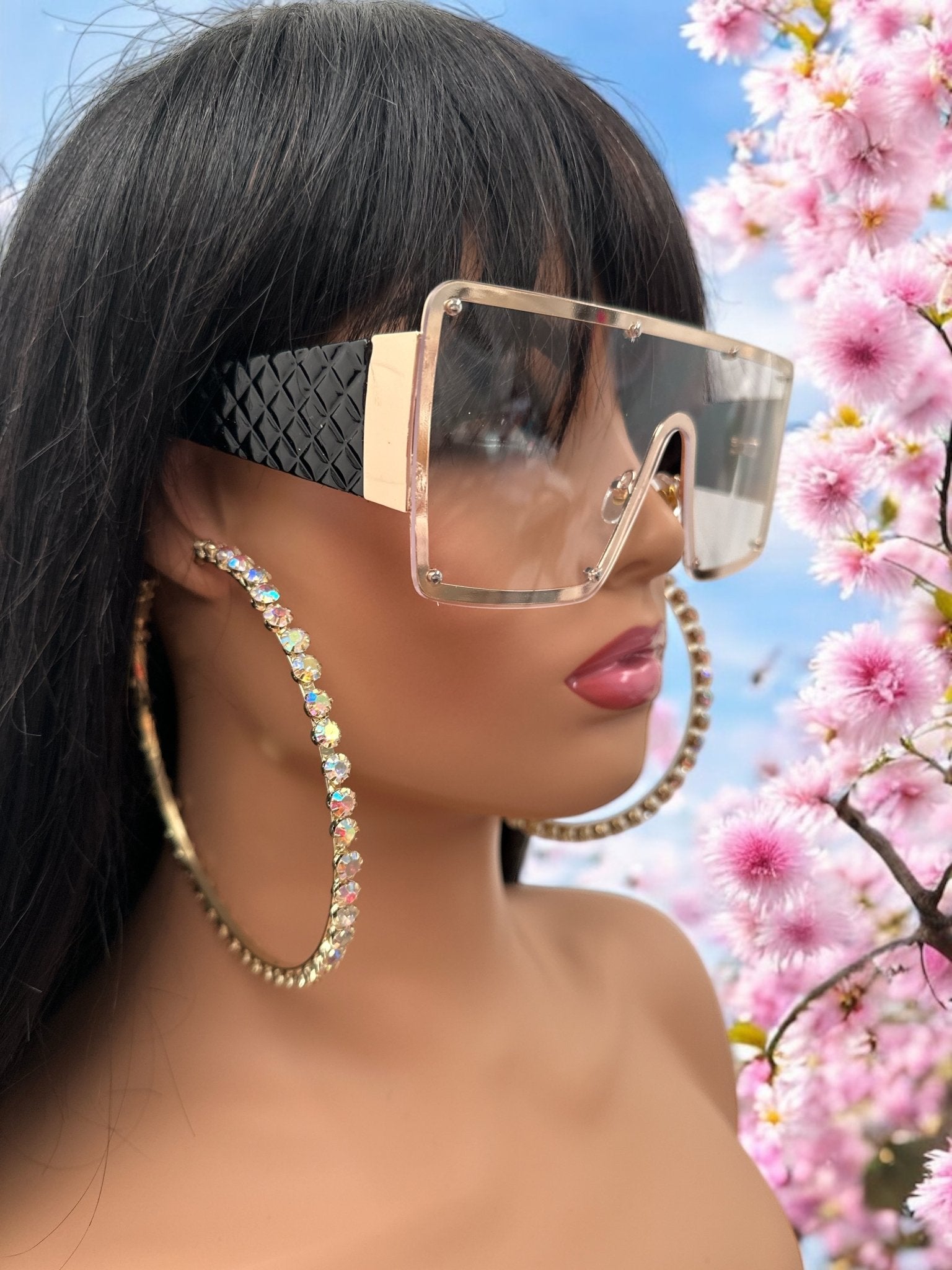 Oversized Trendy Shield Sunglasses – UV400 Gradient Lens Fashion Shades for Women - Fatisha Boutique