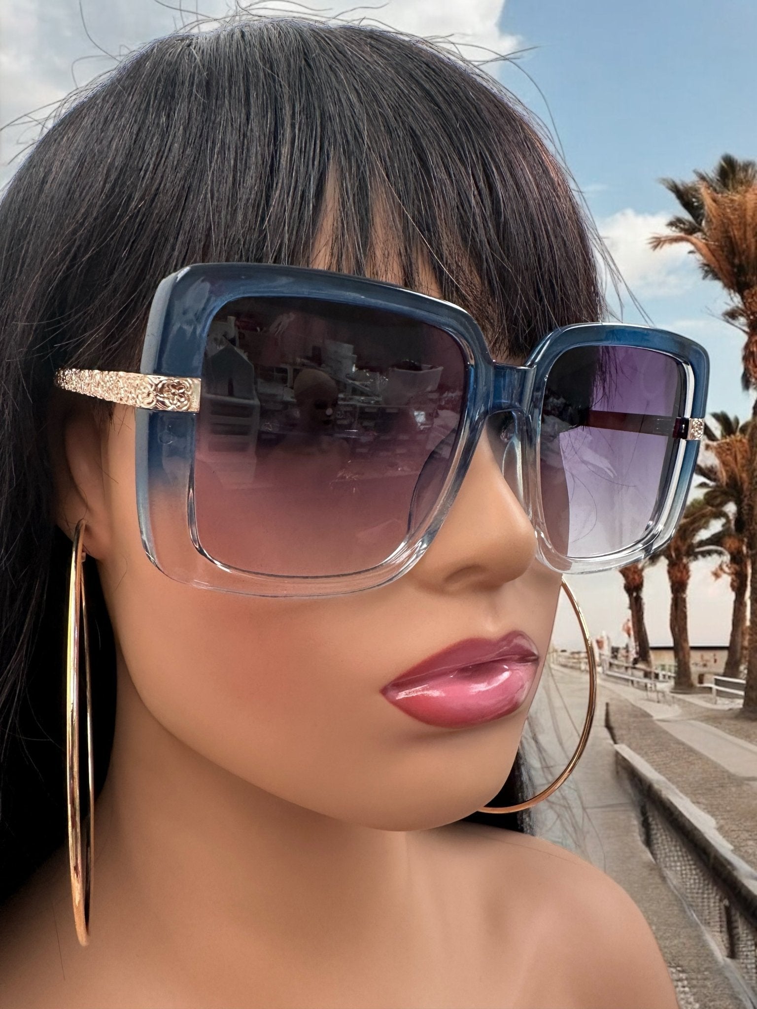Oversized Trendy Square Sunglasses – UV400 Gradient Lens Fashion Shades for Women - Fatisha Boutique