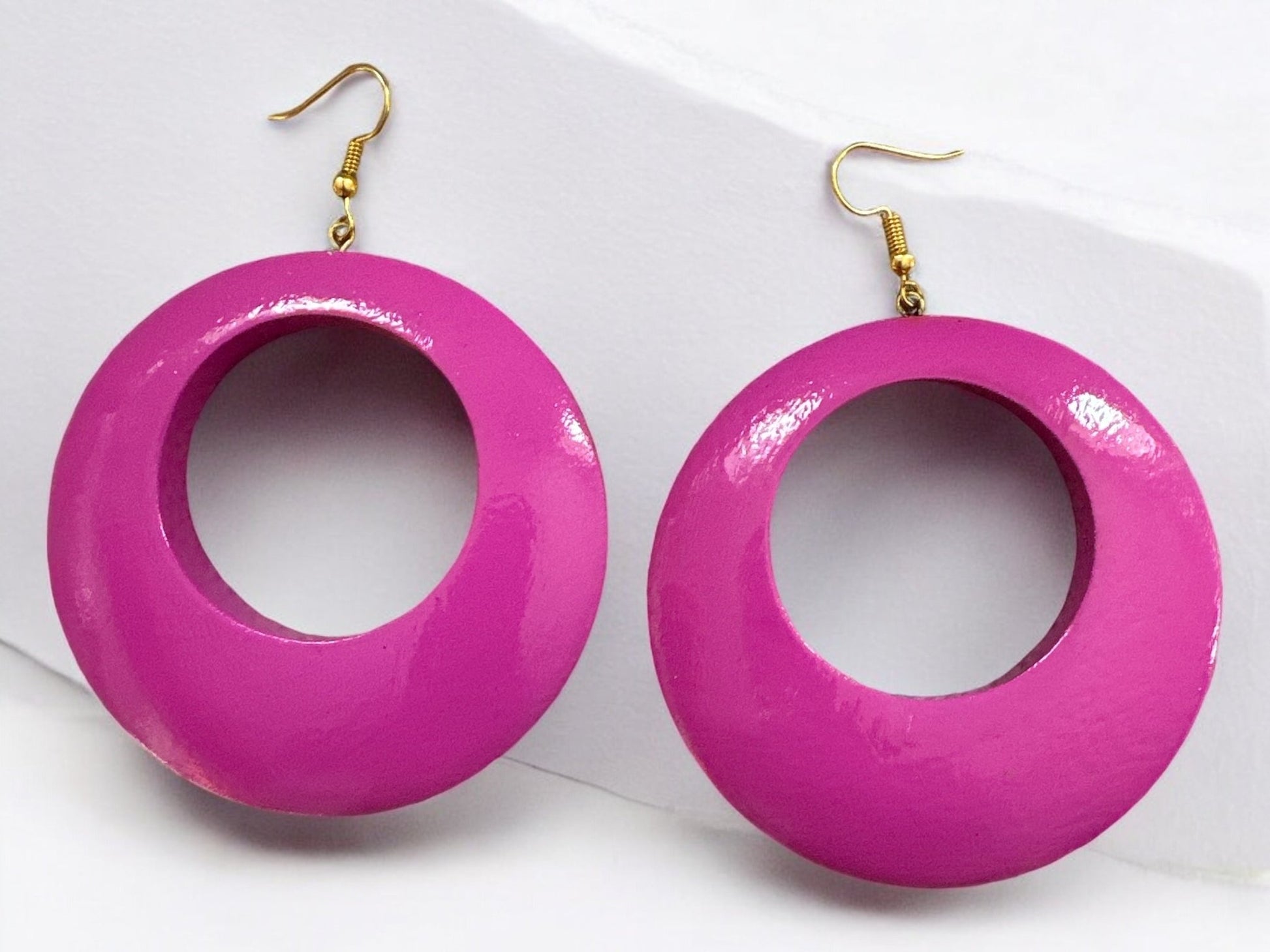 Pink Wooden Dangle Ethnic Earrings - Fatisha Boutique