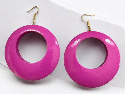 Pink Wooden Dangle Ethnic Earrings - Fatisha Boutique
