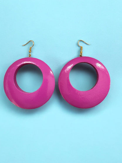 Pink Wooden Dangle Ethnic Earrings - Fatisha Boutique