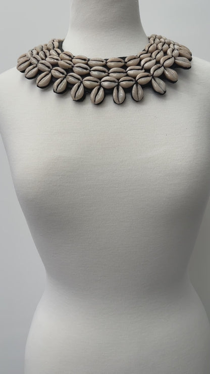 Authentic African Cowrie Seashell Beaded CollarNecklace