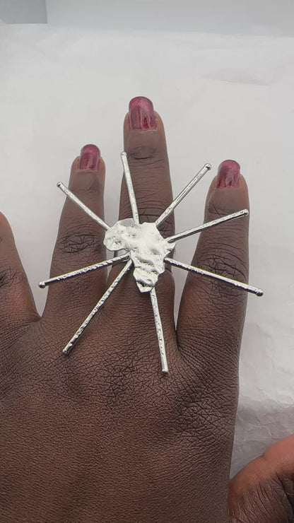 Bold Sculptural Brass Adjustable African Map Statement Ring