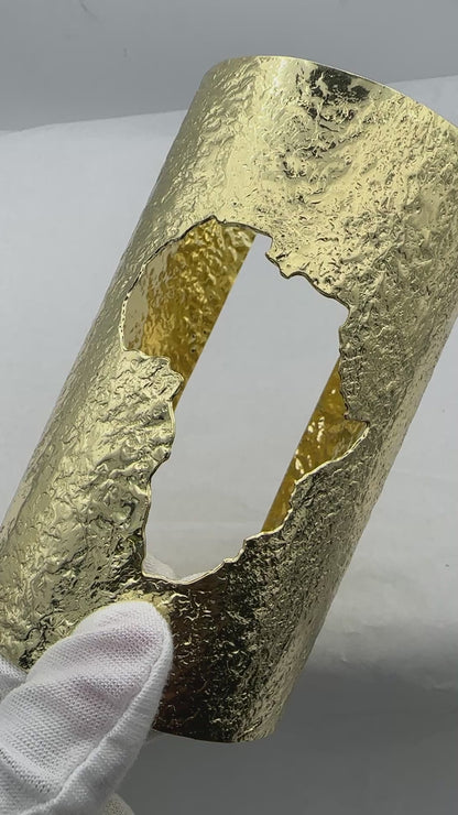 African Map Brass Statement Bracelet Bangle Cuff