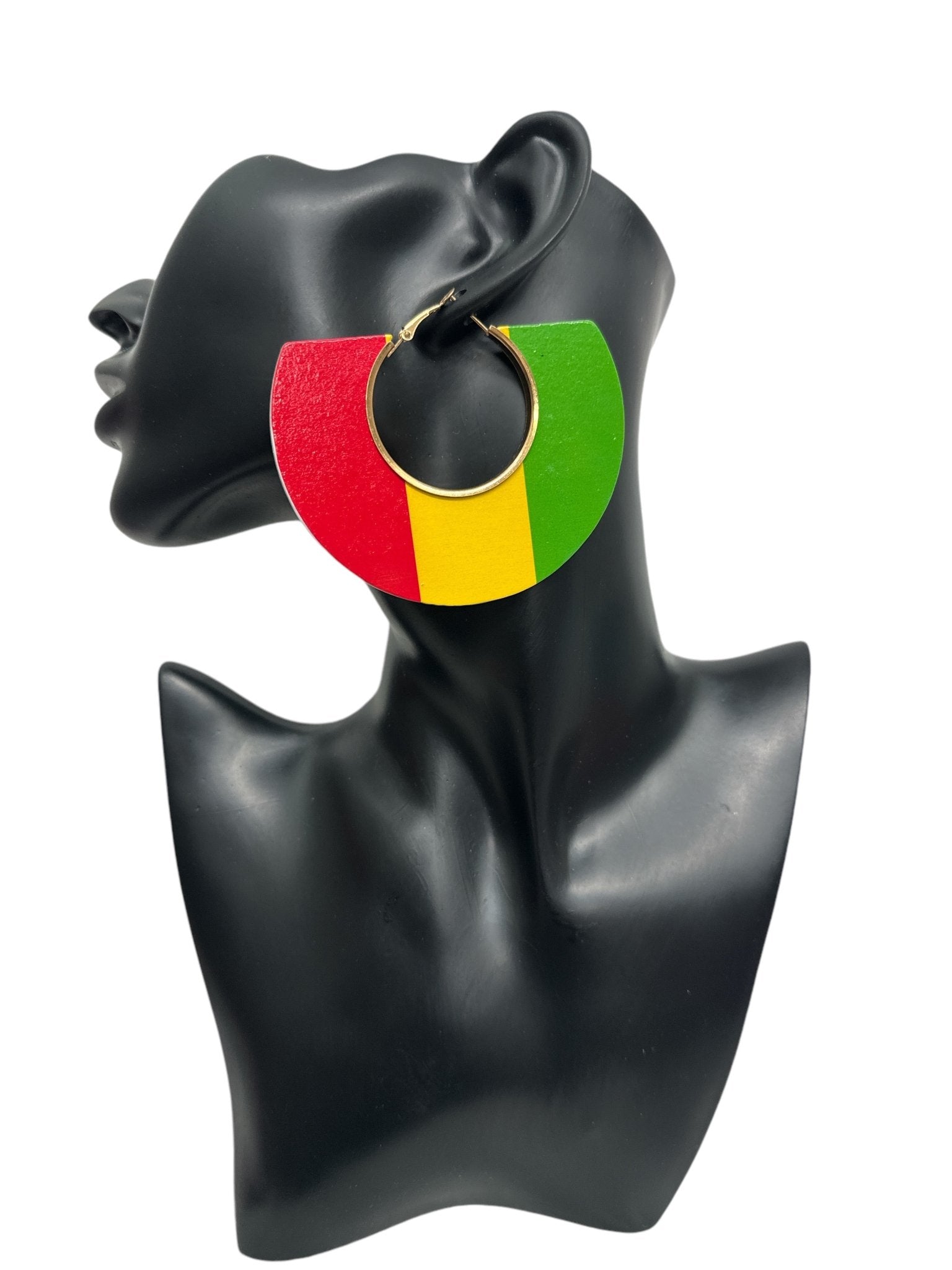 Rasta - Inspired Wooden Hoop Earrings – Bold Red, Yellow, and Green Statement Jewellery - Fatisha Boutique