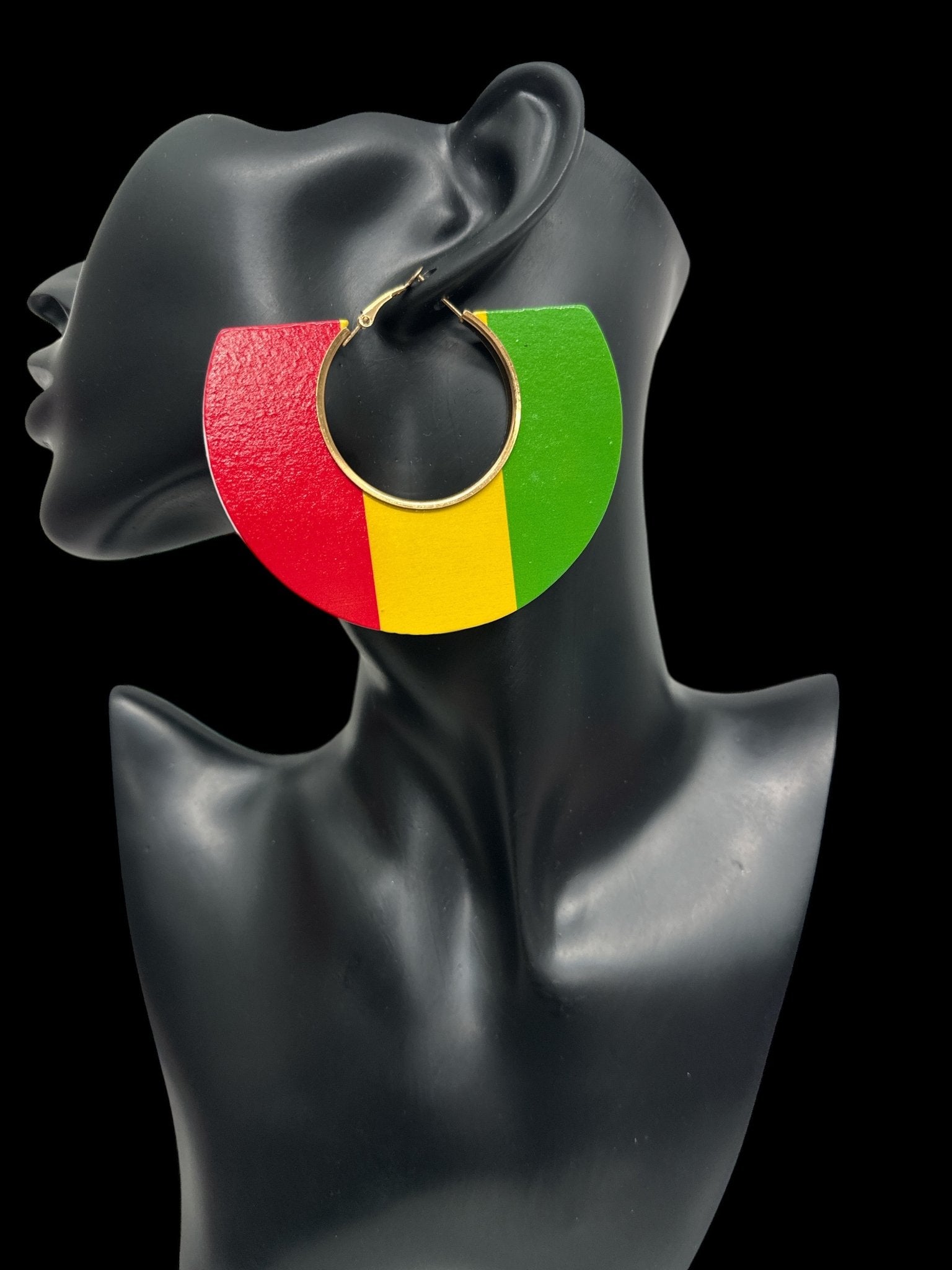 Rasta - Inspired Wooden Hoop Earrings – Bold Red, Yellow, and Green Statement Jewellery - Fatisha Boutique
