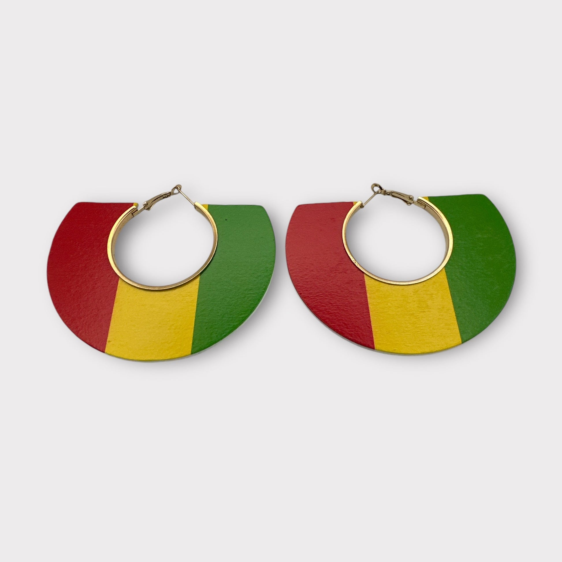 Rasta - Inspired Wooden Hoop Earrings – Bold Red, Yellow, and Green Statement Jewellery - Fatisha Boutique