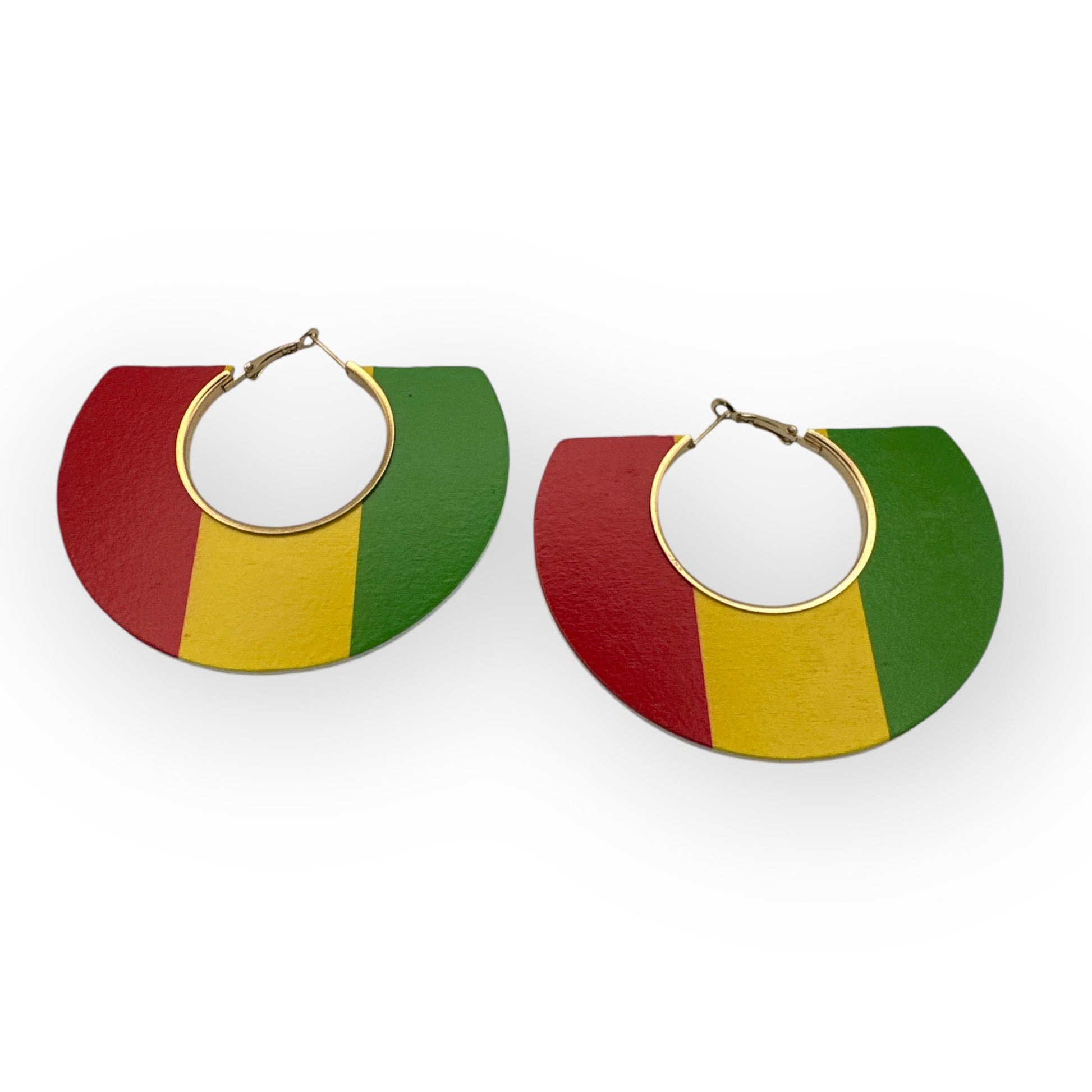 Rasta - Inspired Wooden Hoop Earrings – Bold Red, Yellow, and Green Statement Jewellery - Fatisha Boutique