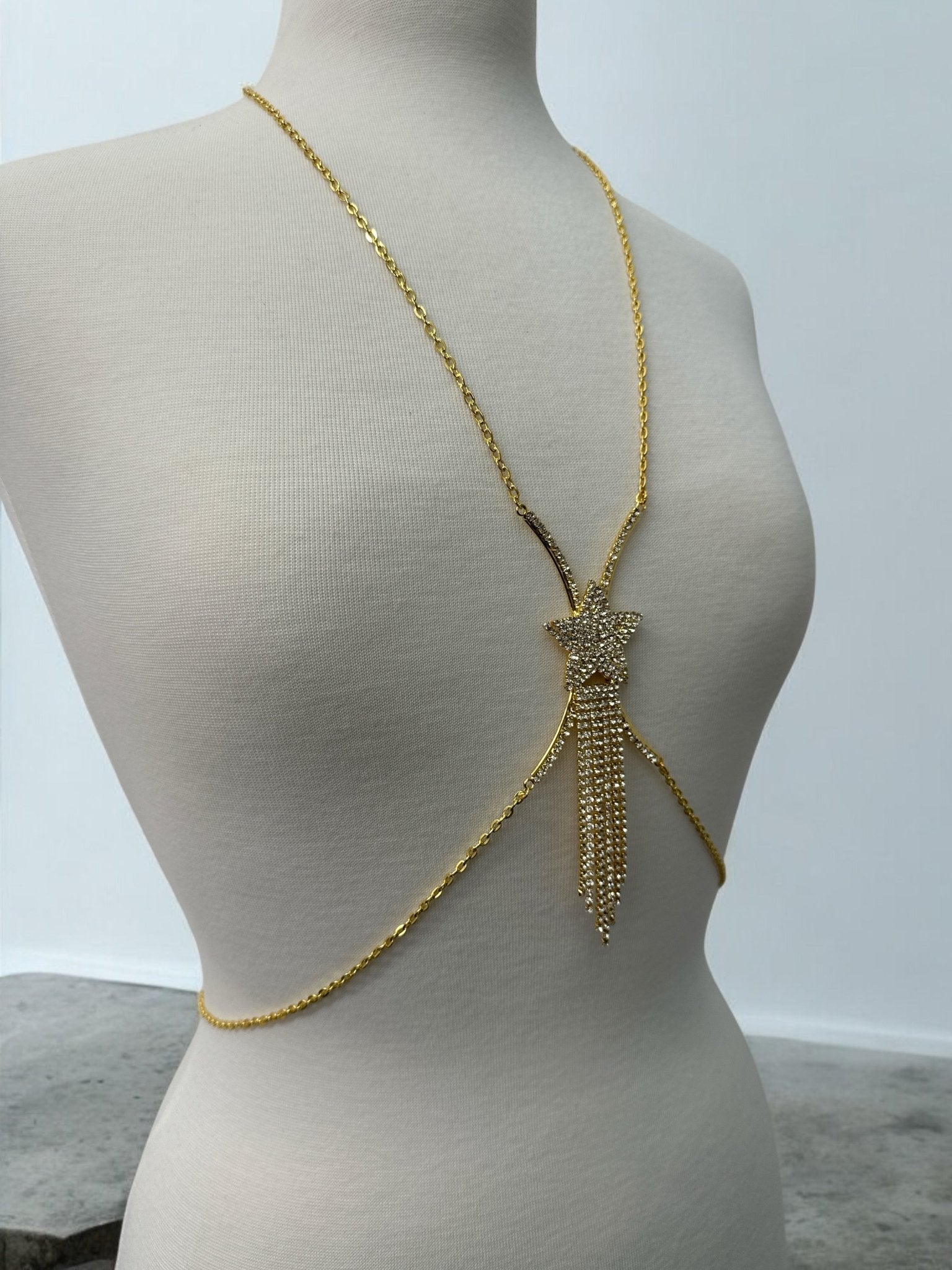 Rhinestone Body Chain Harness – Sparkling Statement Body Jewellery for Women - Fatisha Boutique