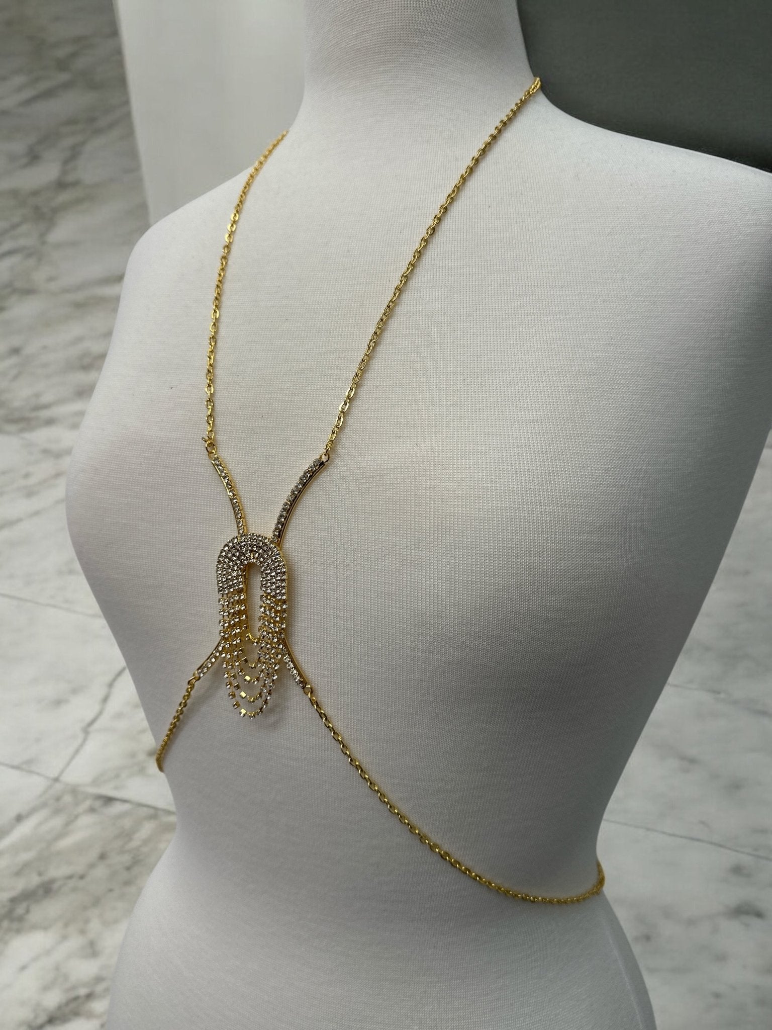 Rhinestone Body Chain Harness – Sparkling Statement Body Jewellery for Women - Fatisha Boutique