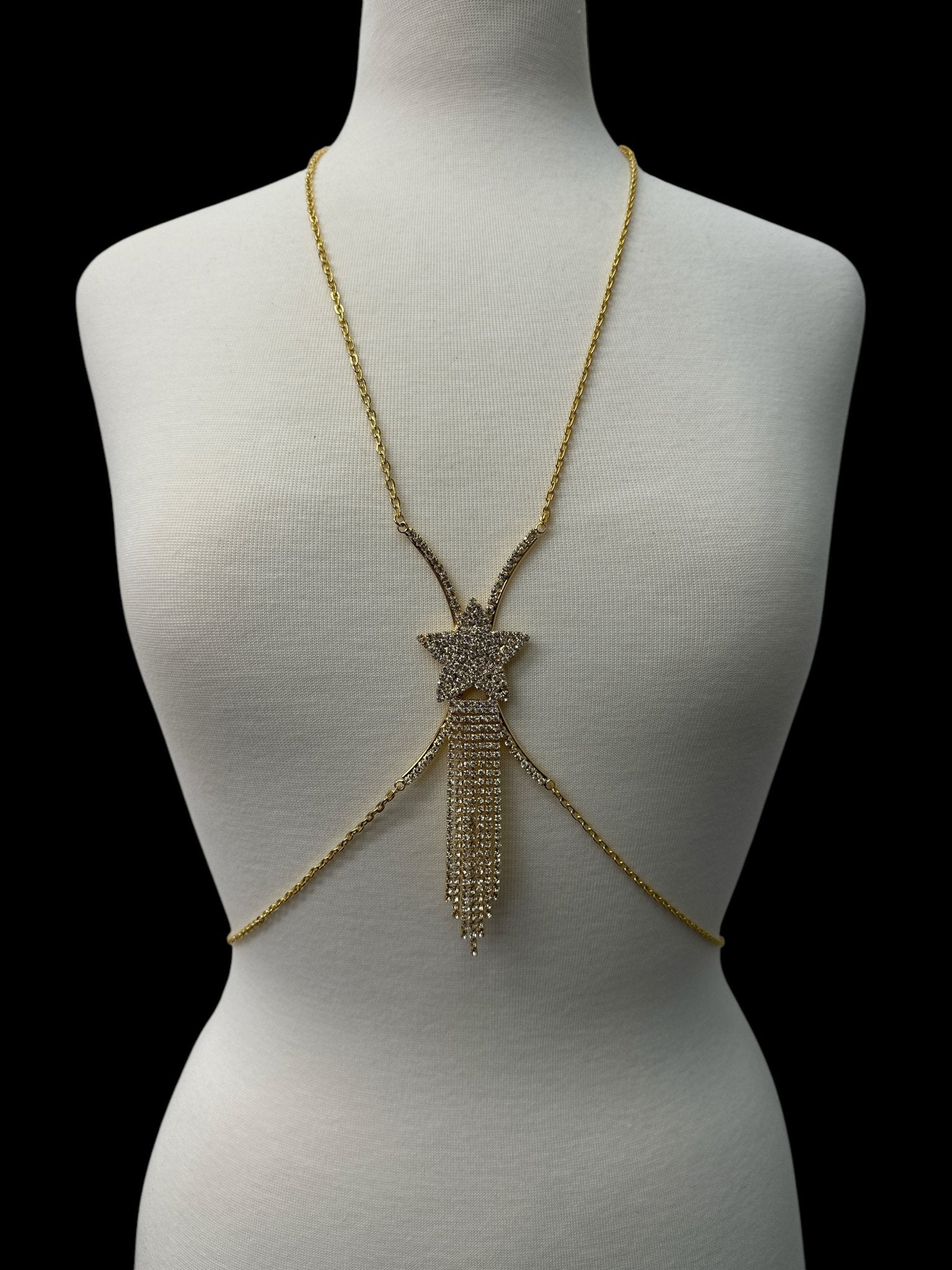 Rhinestone Body Chain Harness – Sparkling Statement Body Jewellery for Women - Fatisha Boutique