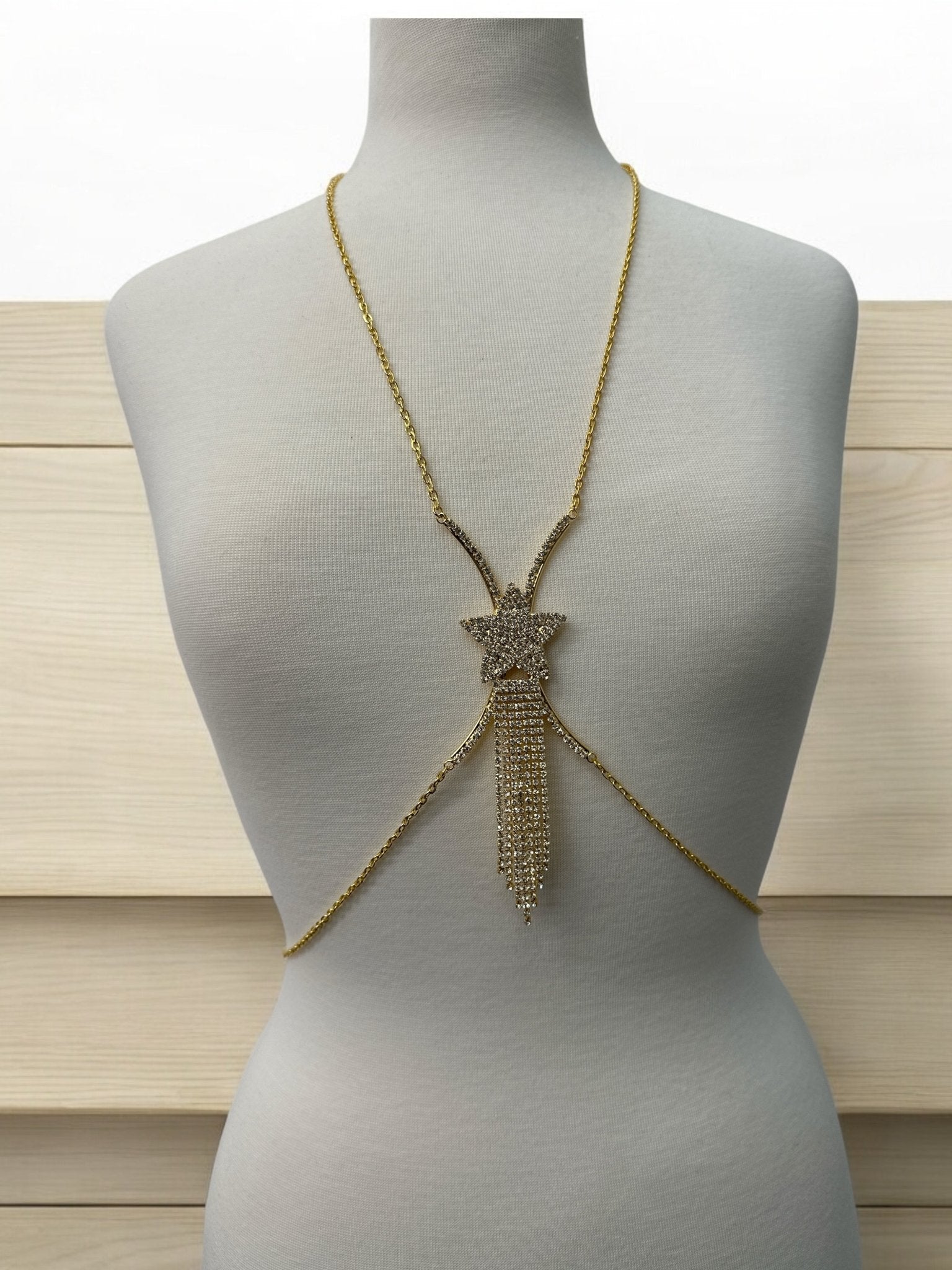 Rhinestone Body Chain Harness – Sparkling Statement Body Jewellery for Women - Fatisha Boutique