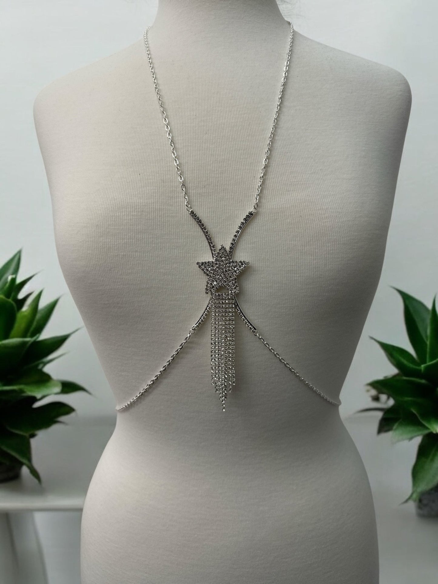 Rhinestone Body Chain Harness – Sparkling Statement Body Jewellery for Women - Fatisha Boutique
