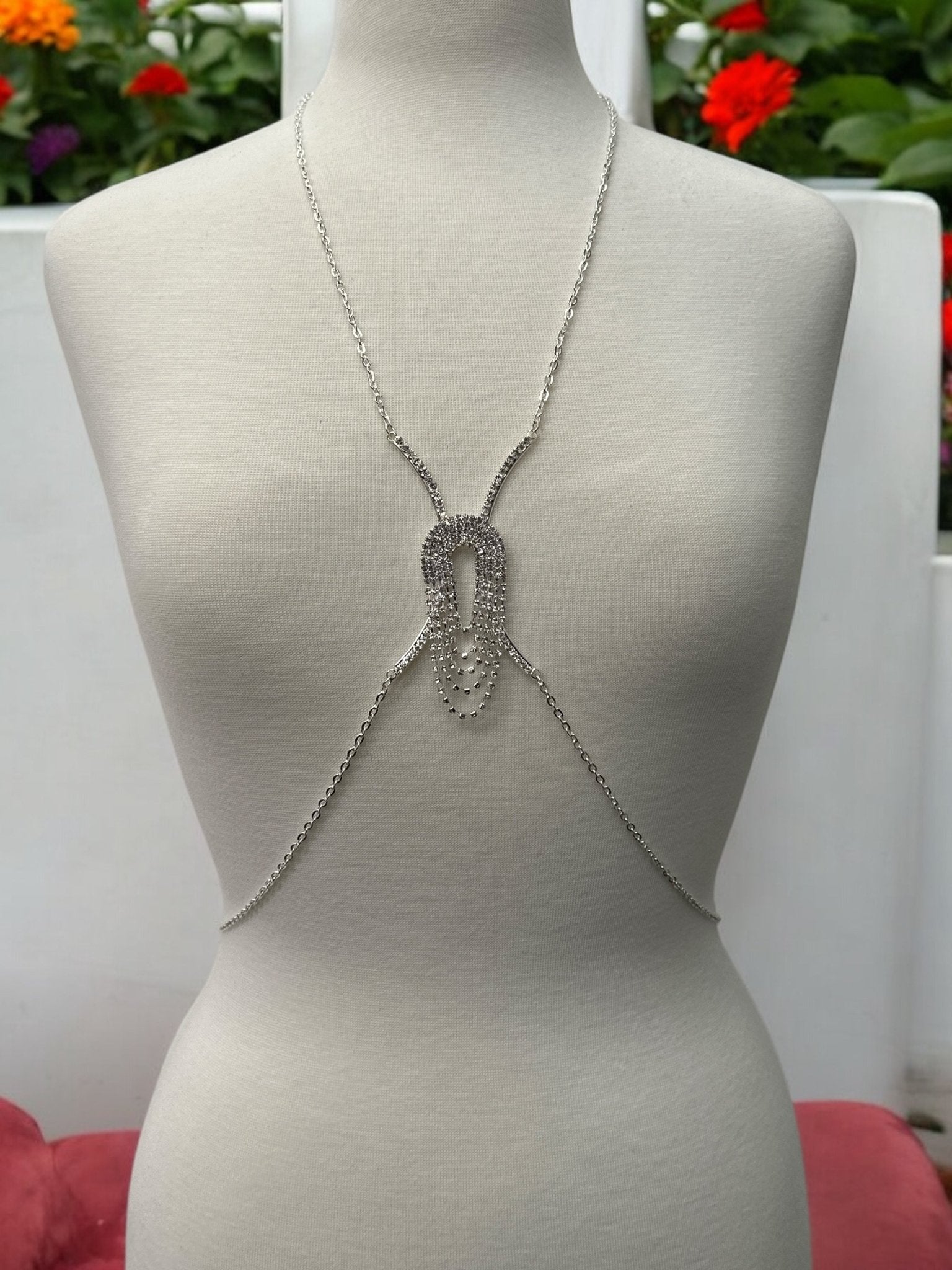 Rhinestone Body Chain Harness – Sparkling Statement Body Jewellery for Women - Fatisha Boutique