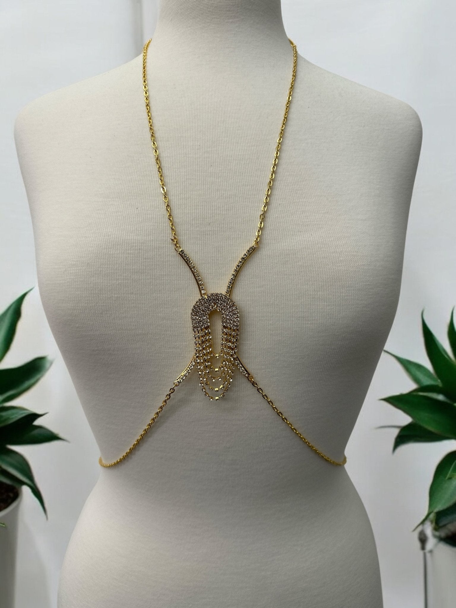 Rhinestone Body Chain Harness – Sparkling Statement Body Jewellery for Women - Fatisha Boutique