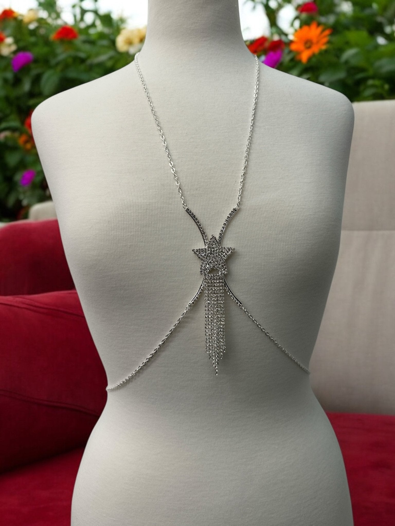 Rhinestone Body Chain Harness – Sparkling Statement Body Jewellery for Women - Fatisha Boutique