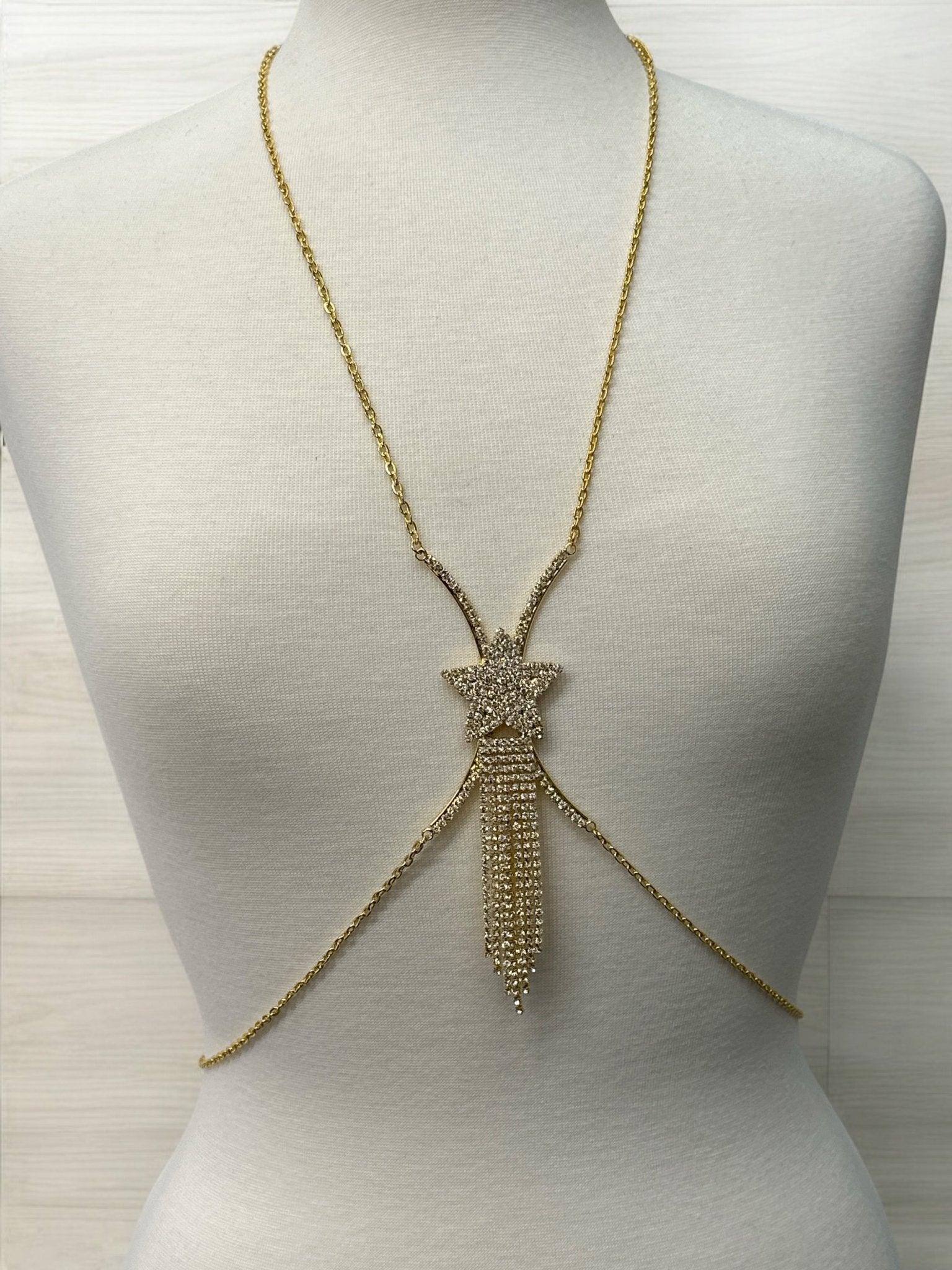Rhinestone Body Chain Harness – Sparkling Statement Body Jewellery for Women - Fatisha Boutique