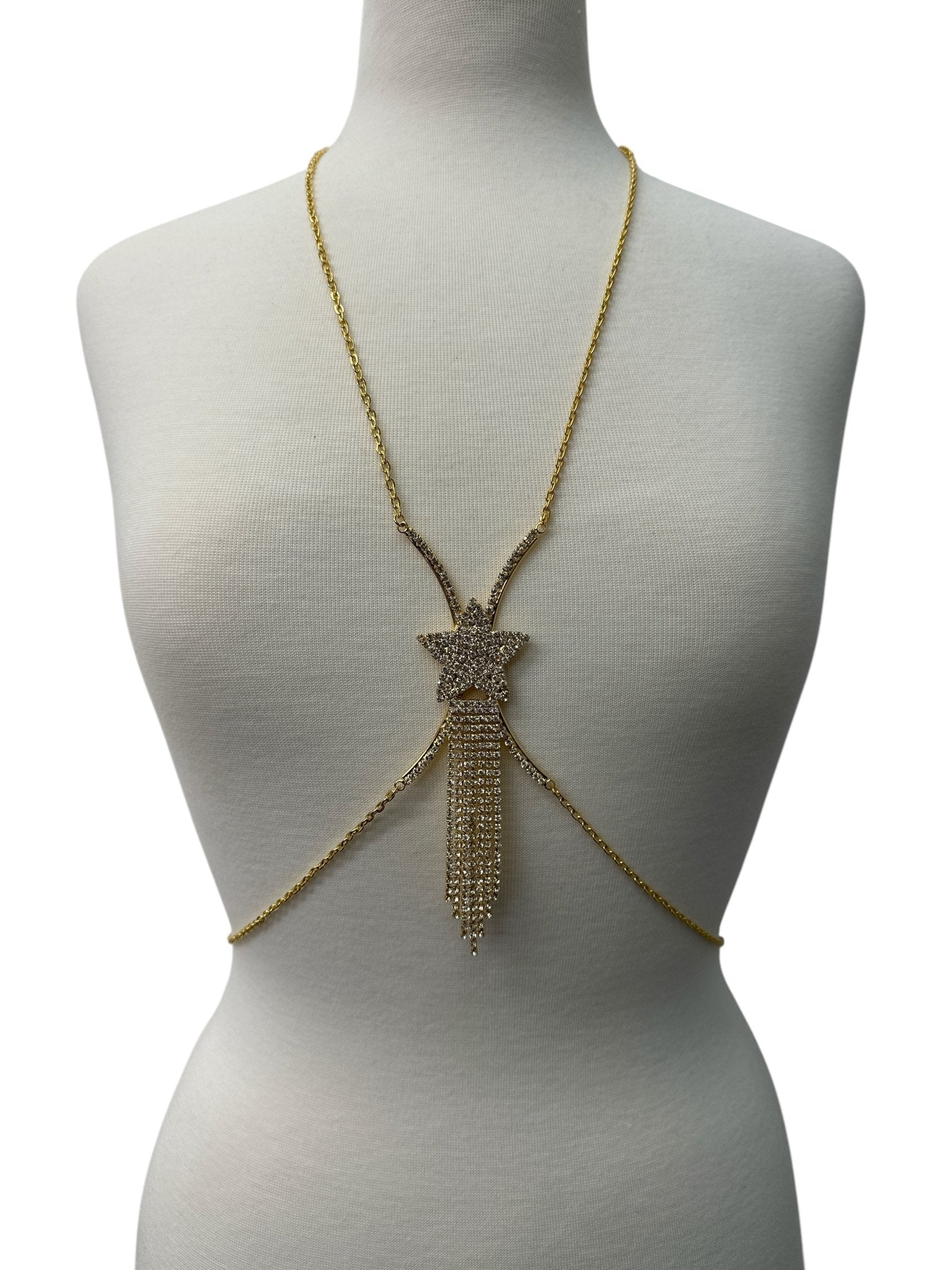 Rhinestone Body Chain Harness – Sparkling Statement Body Jewellery for Women - Fatisha Boutique