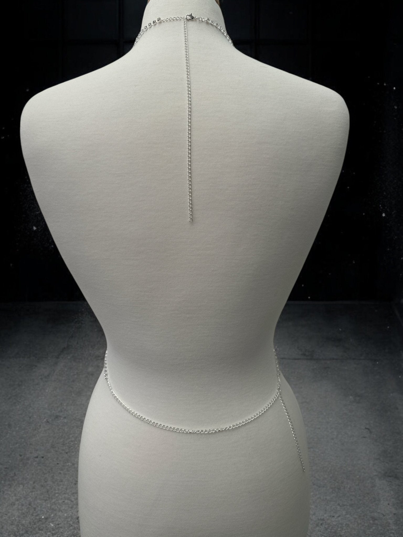Rhinestone Body Chain Harness - Statement Body Jewellery with Fringe Detail - Fatisha Boutique