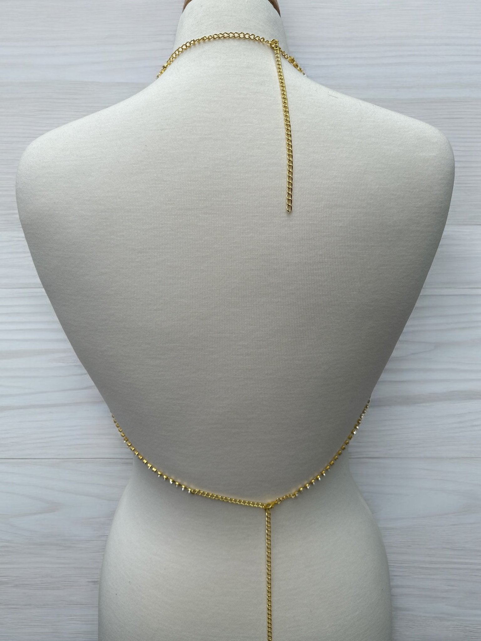 Rhinestone Double Centred Hearts Designed Bra Statement Body Chain Jewellery - Fatisha Boutique