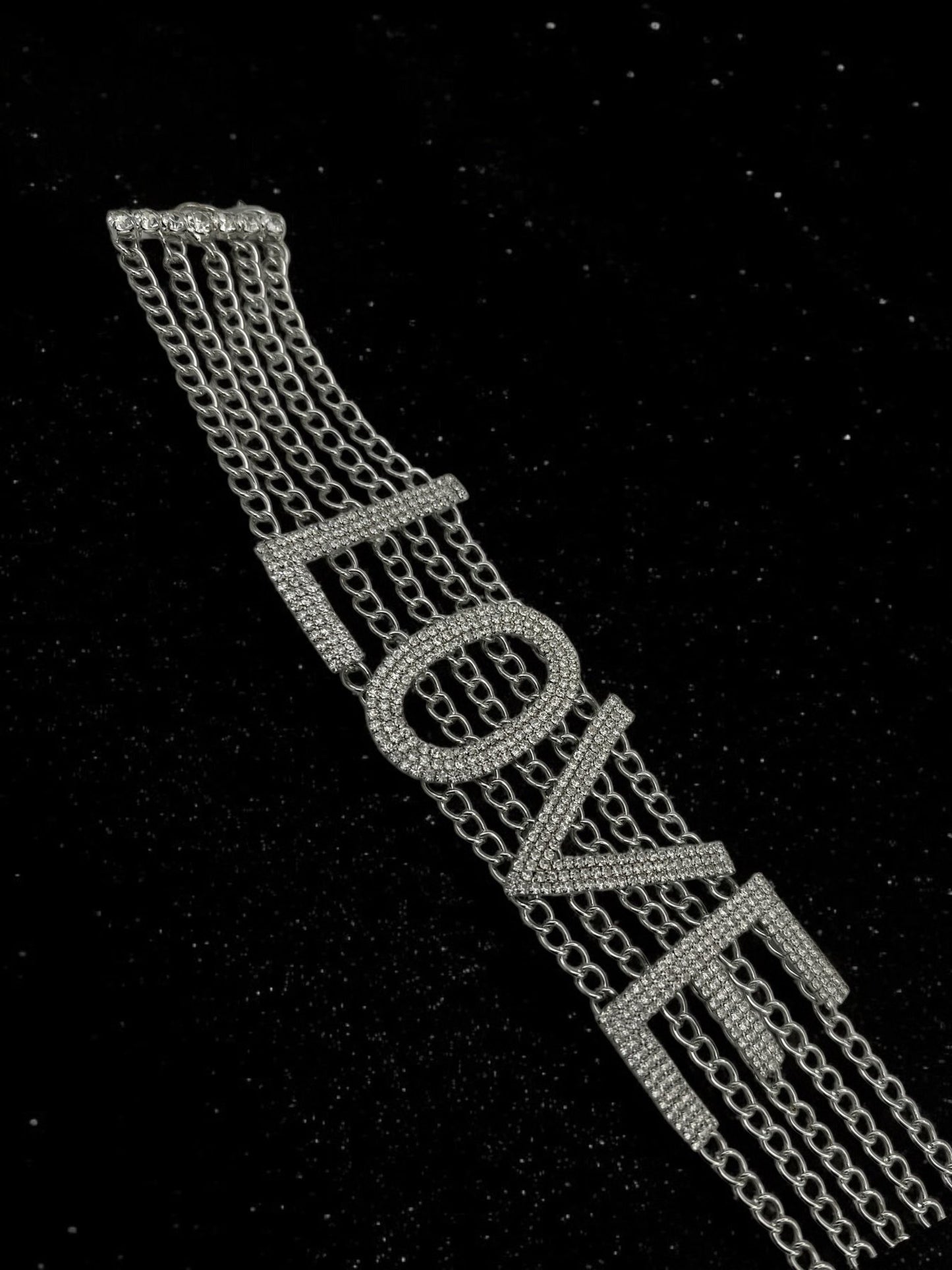 Rhinestone "LOVE" Statement Choker Necklace - Fatisha Boutique