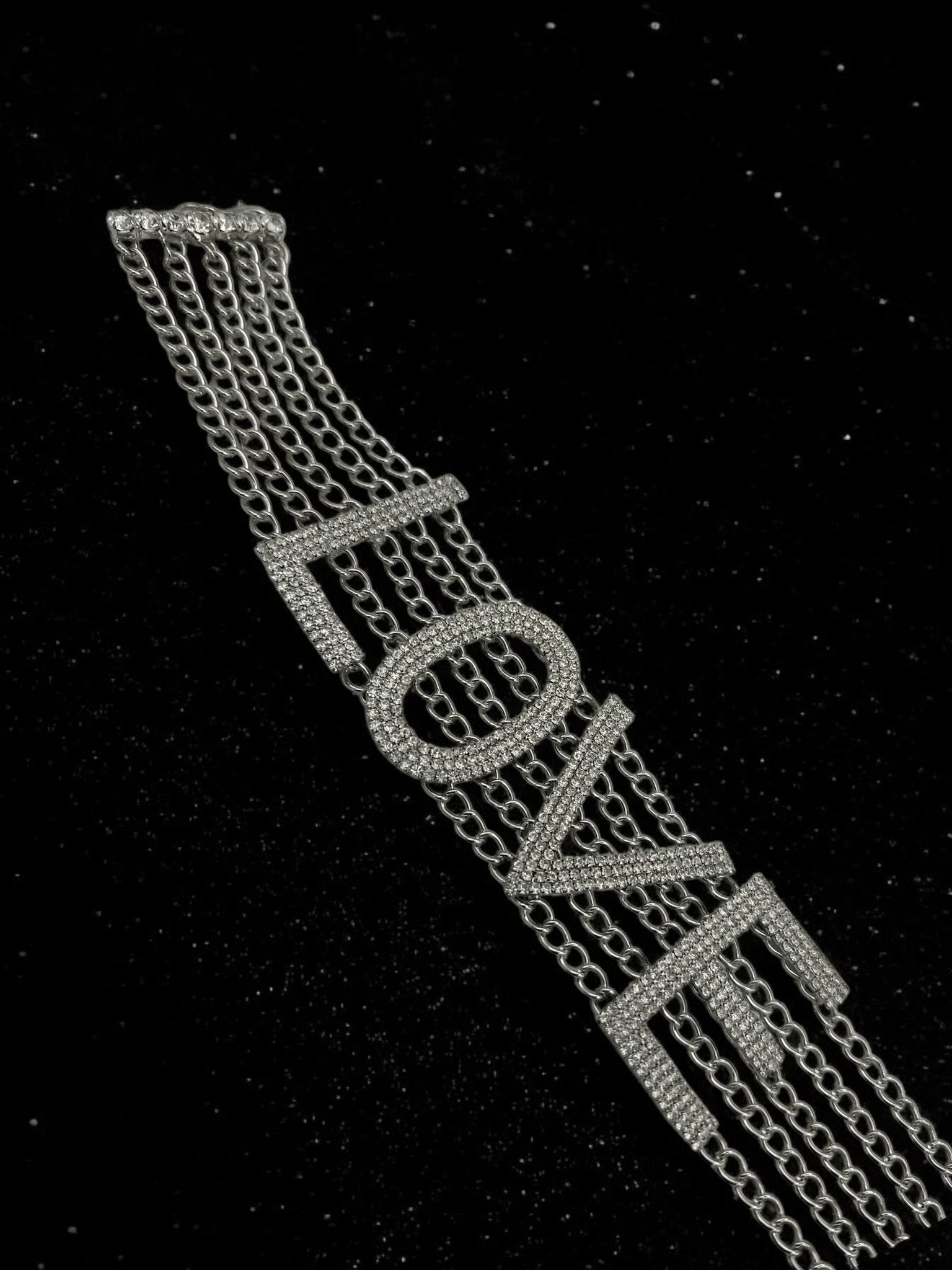 Rhinestone "LOVE" Statement Choker Necklace - Fatisha Boutique