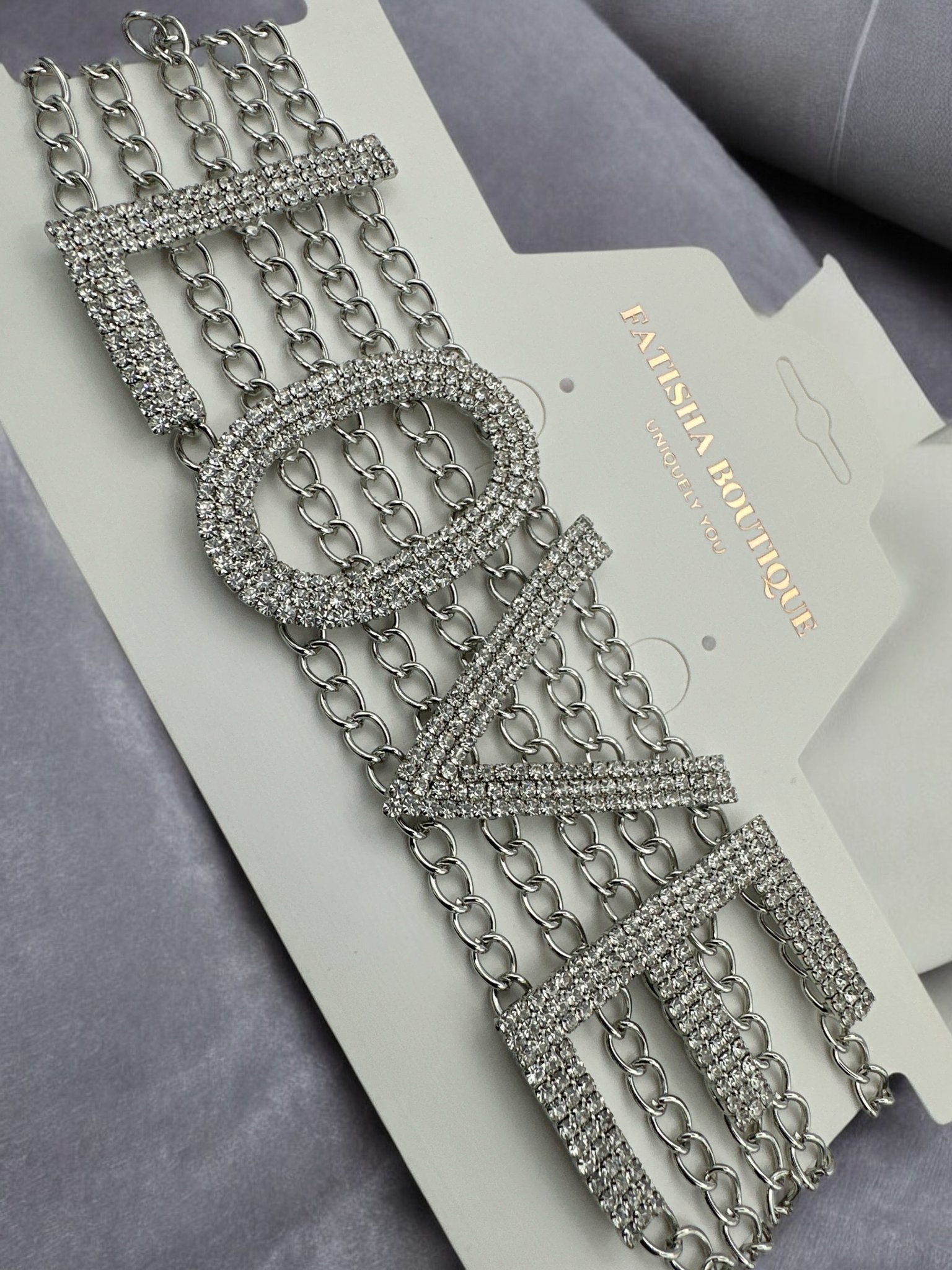 Rhinestone "LOVE" Statement Choker Necklace - Fatisha Boutique