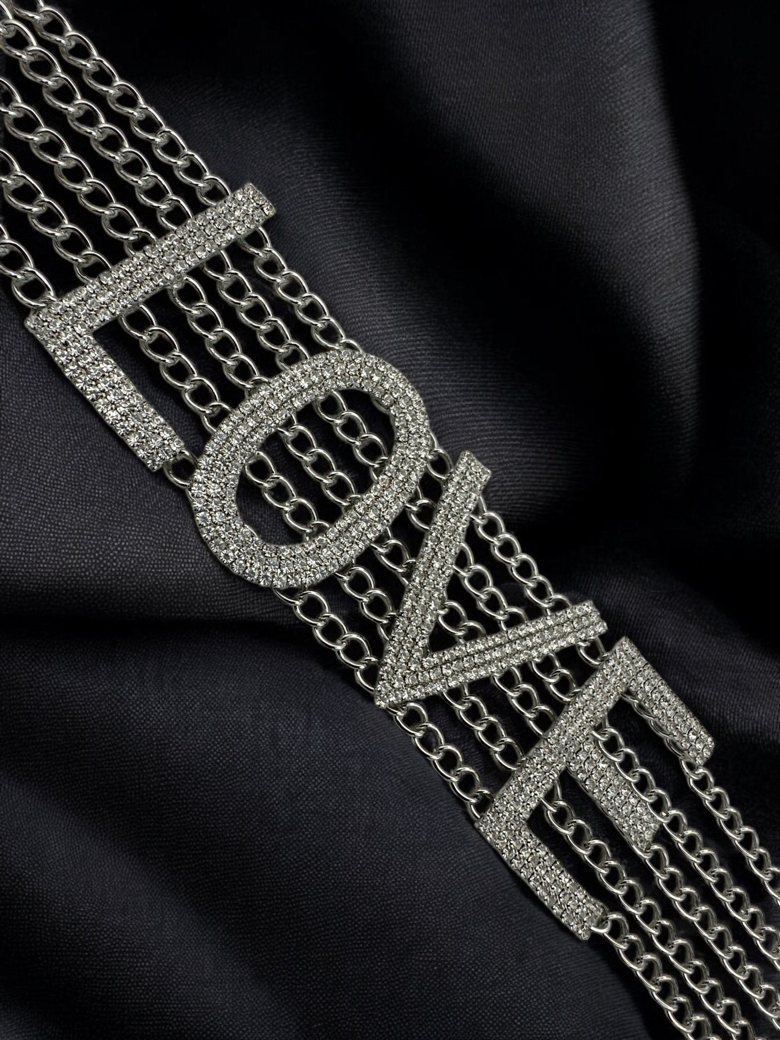 Rhinestone "LOVE" Statement Choker Necklace - Fatisha Boutique