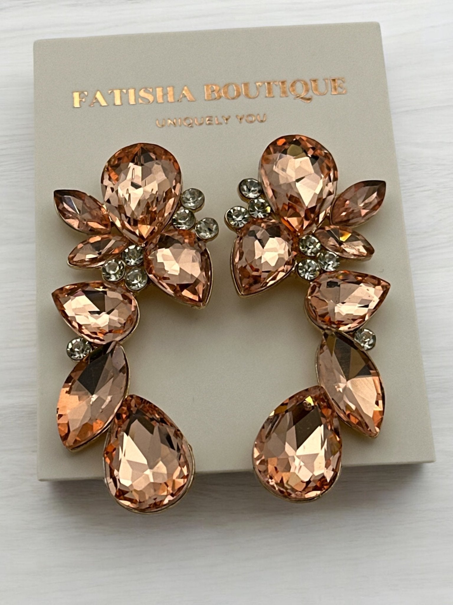 Rhinestones Crystal Teardrop Statement Stud Earrings - Fatisha Boutique