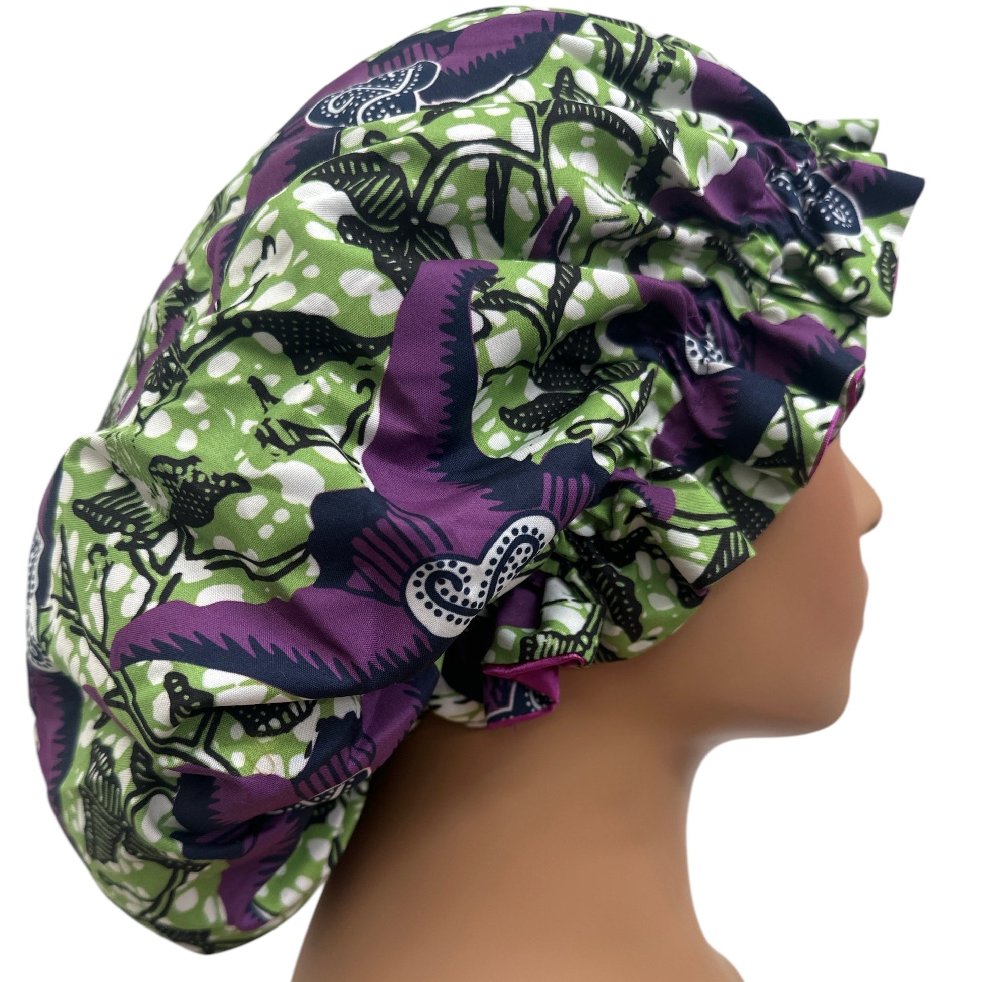 Satin Silk Double - Layered Reversible Ankara Bonnet Cap – Ruffle Edges | Stylish Hair Protection - Fatisha Boutique