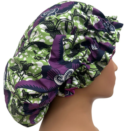 Satin Silk Double - Layered Reversible Ankara Bonnet Cap – Ruffle Edges | Stylish Hair Protection - Fatisha Boutique