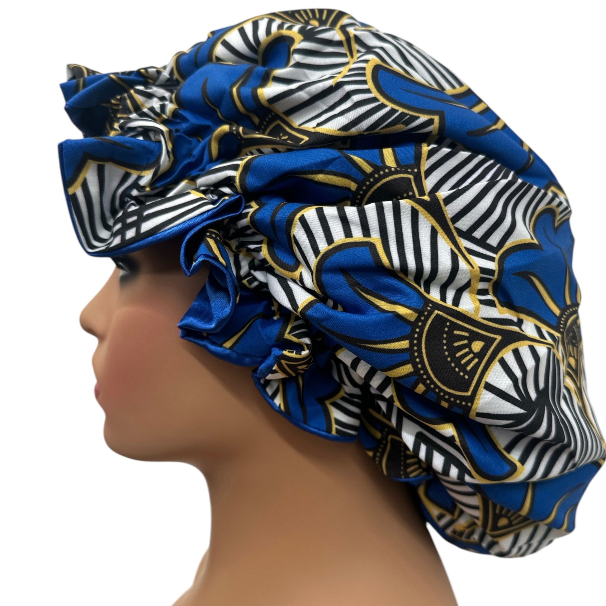 Satin Silk Double - Layered Reversible Ankara Bonnet Cap – Ruffle Edges | Stylish Hair Protection - Fatisha Boutique