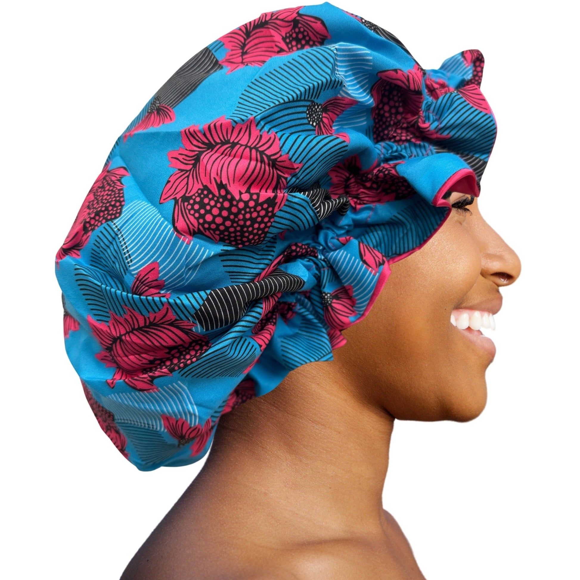 Satin Silk Double - Layered Reversible Ankara Bonnet Cap – Ruffle Edges | Stylish Hair Protection - Fatisha Boutique