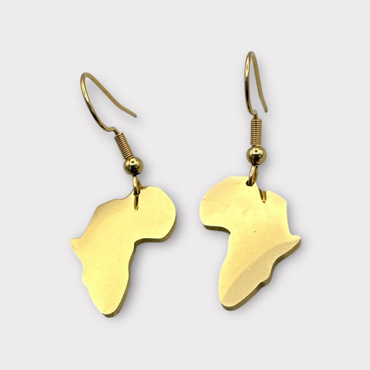 Small Stainless Steel African Map Dangle Earrings - Fatisha Boutique