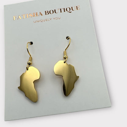 Small Stainless Steel African Map Dangle Earrings - Fatisha Boutique