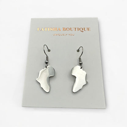 Small Stainless Steel African Map Dangle Earrings - Fatisha Boutique