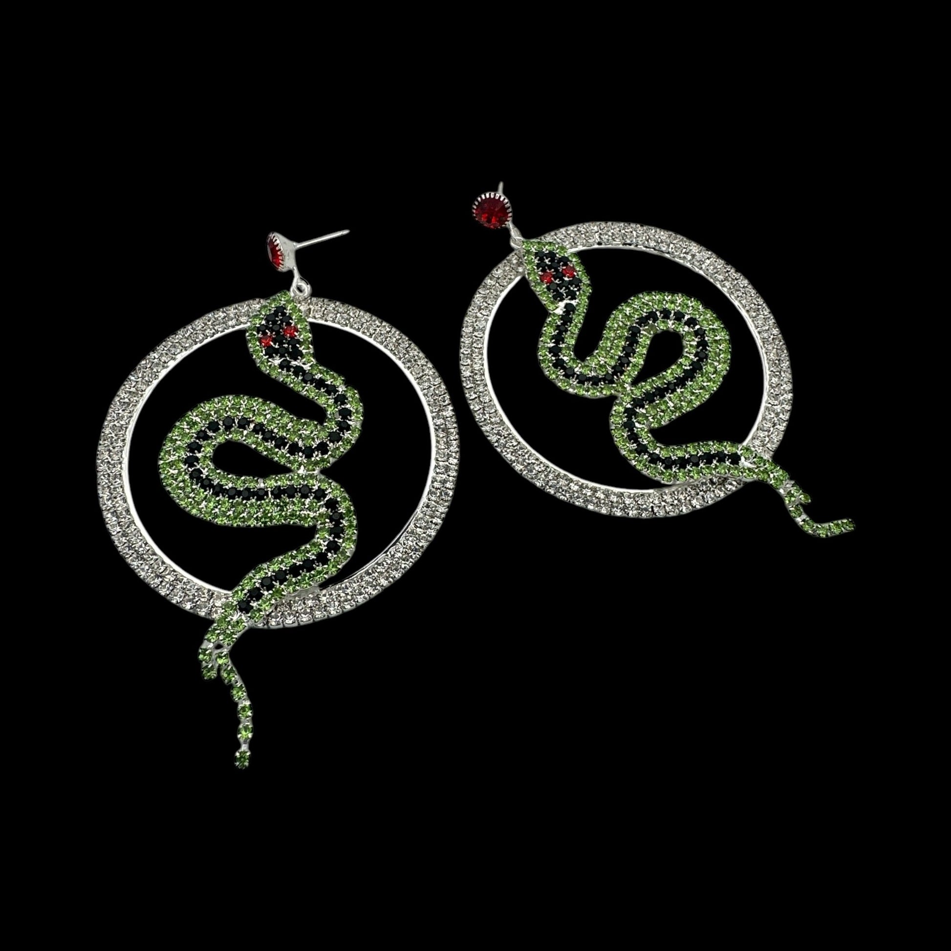 Snake Hoop Earrings - Statement Crystal Snake Design - Fatisha Boutique
