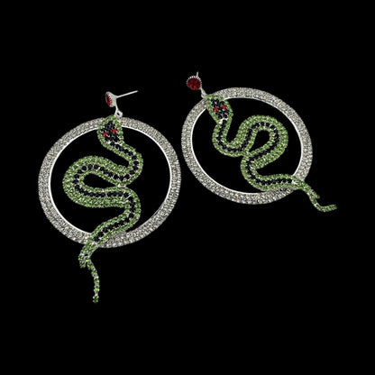 Snake Hoop Earrings - Statement Crystal Snake Design - Fatisha Boutique
