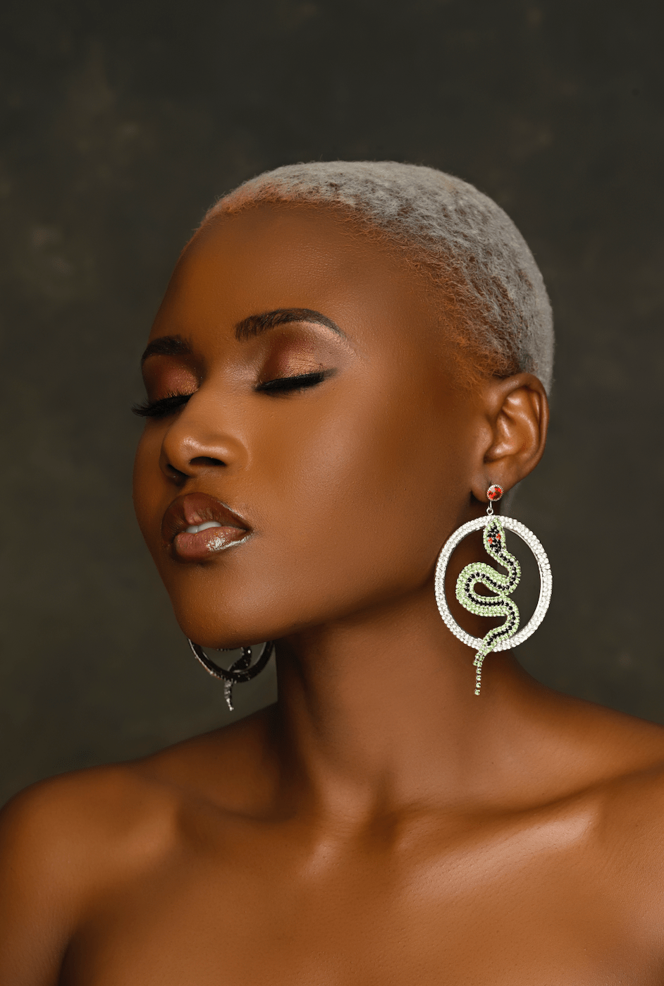 Snake Hoop Earrings - Statement Crystal Snake Design - Fatisha Boutique