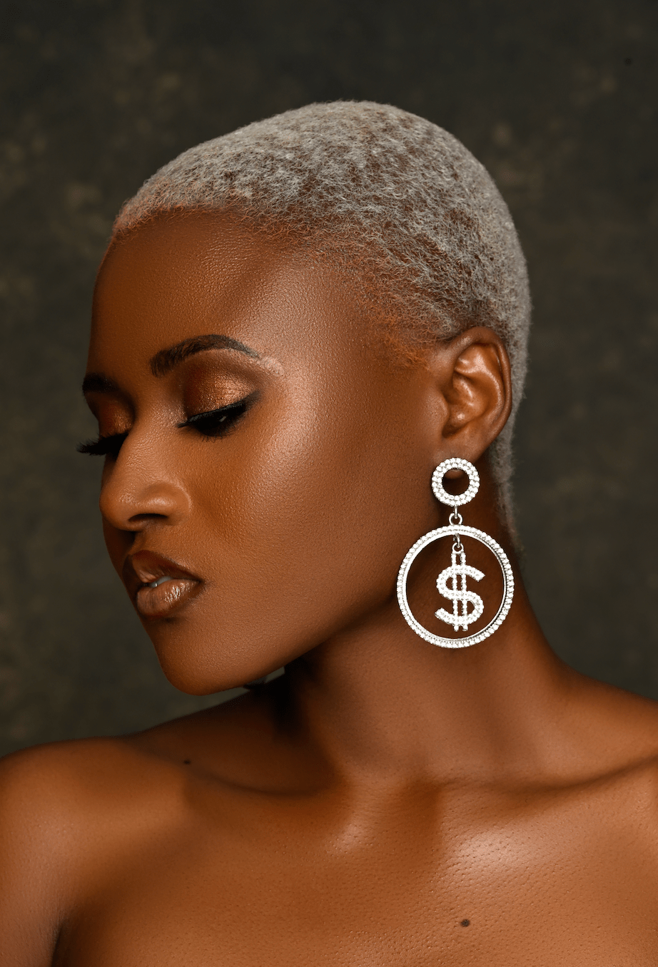 Sparkling Dollar Sign Statement Earrings – Rhinestone Dangle Earrings - Fatisha Boutique